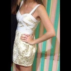 Gold, white cocktail dress, size medium